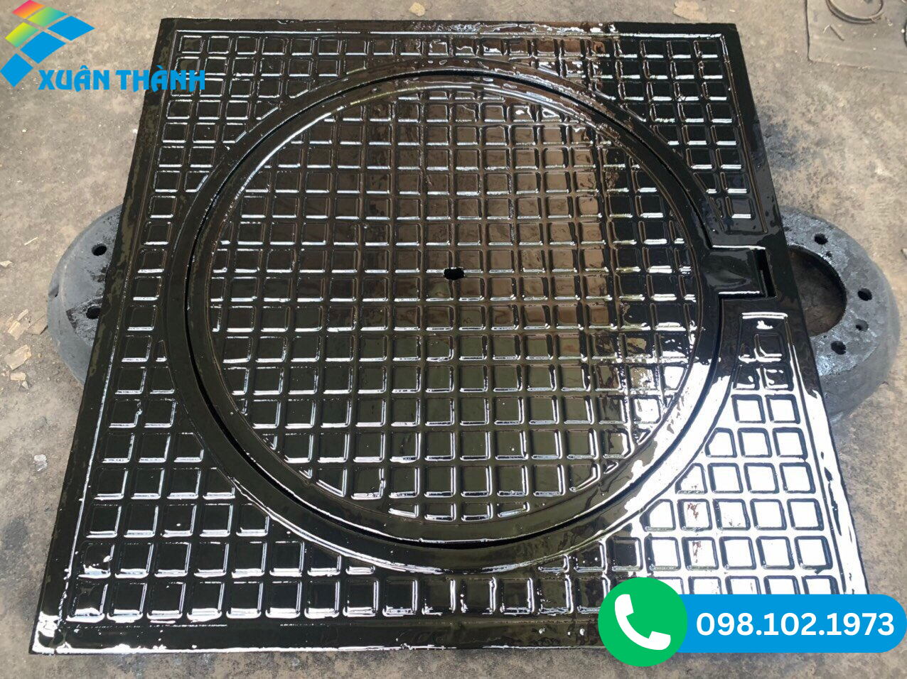 nắp hố ga bằng gang khung dương nắp tròn